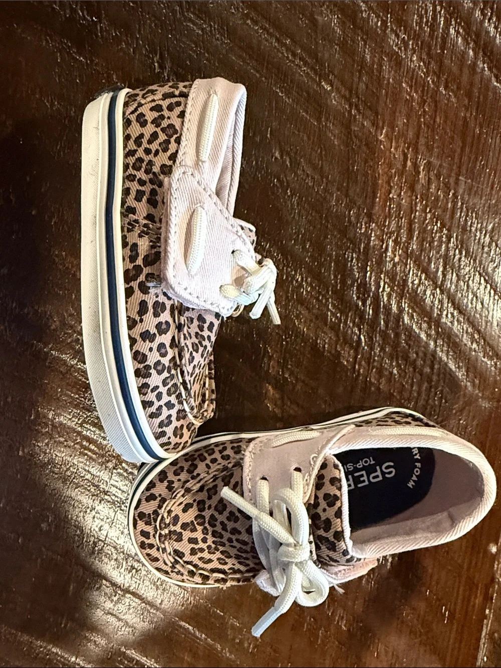 Sperry Kids Leopard Print Pink Canvas Boat Sneakers